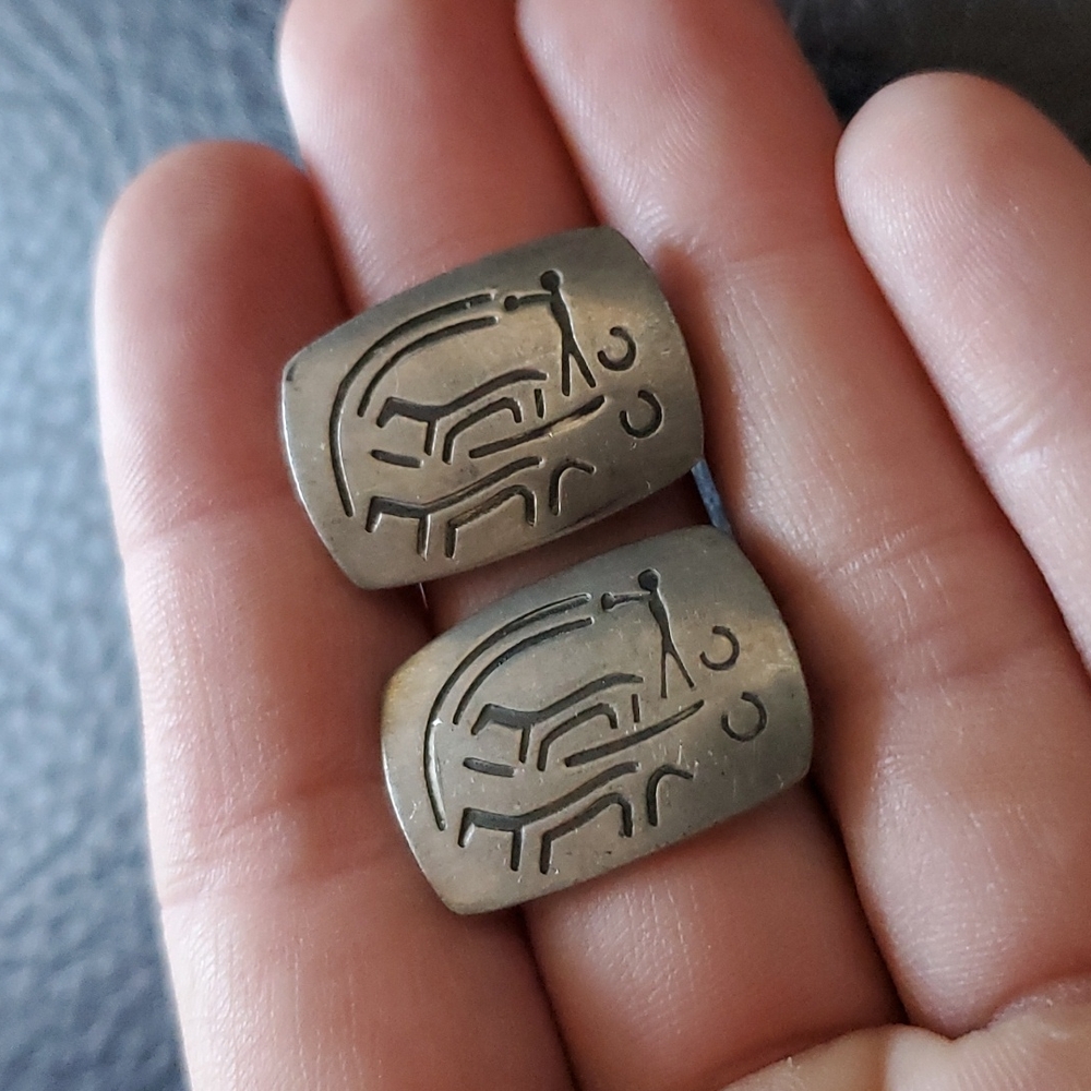 VTG Jorgan Jensen pewter clip earrings